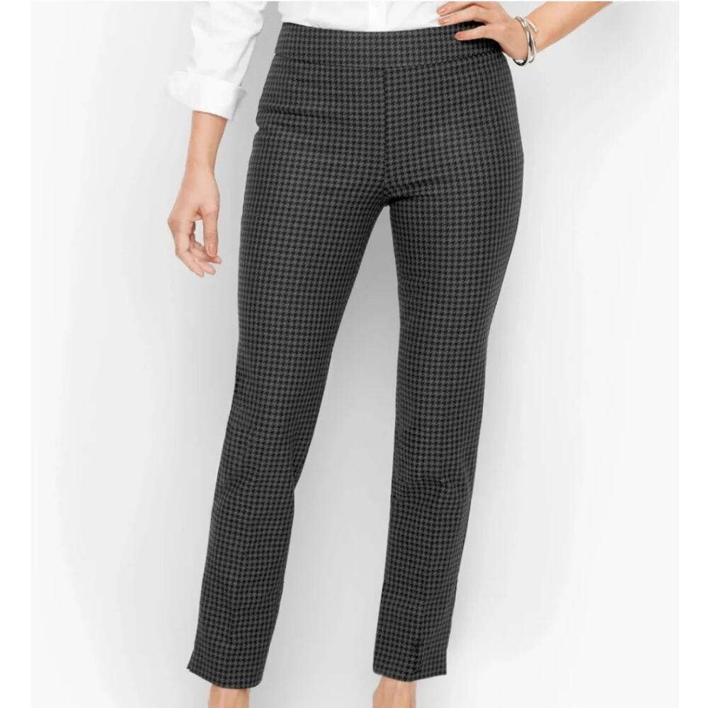 Talbots Houndstooth Chatham Ankle Pants Black Gray Petite Size 2P